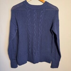 Banana Republic Mens Navy Blue Cable‎ Knit Sweater Size Small Preppy Old Money